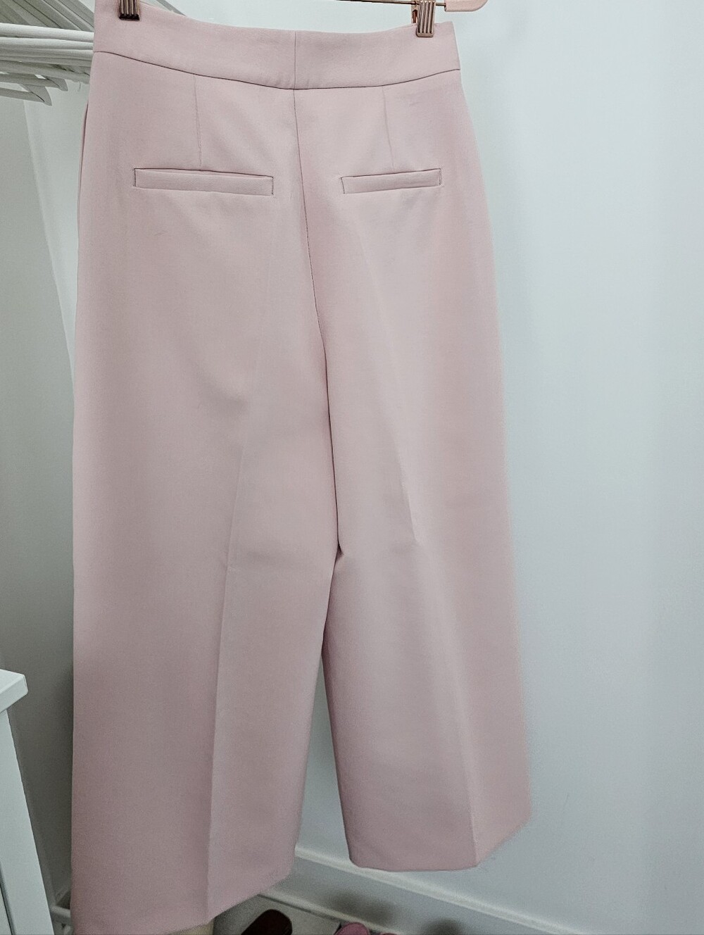 Zara Pale Pink Wide-Leg Culotte Pants